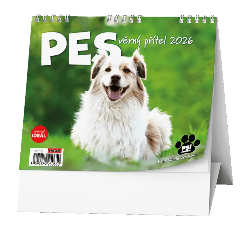 Stolní kalendář 2026 IDEÁL - Pes - věrný přítel /s psími jmény/