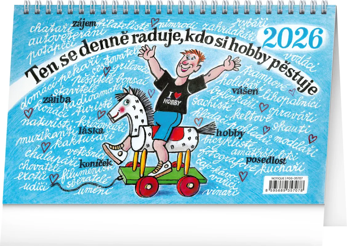 NOTIQUE Stolní kalendář Naše hobby 2026 – Kamila Skopová, 23,1 x 14,5 cm