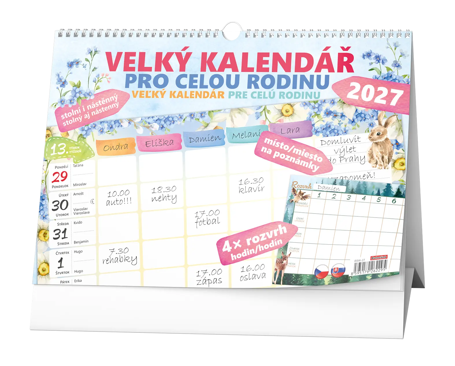Stolní kalendář 2027 Stolní kalendář - Velký kalendář pro celou rodinu