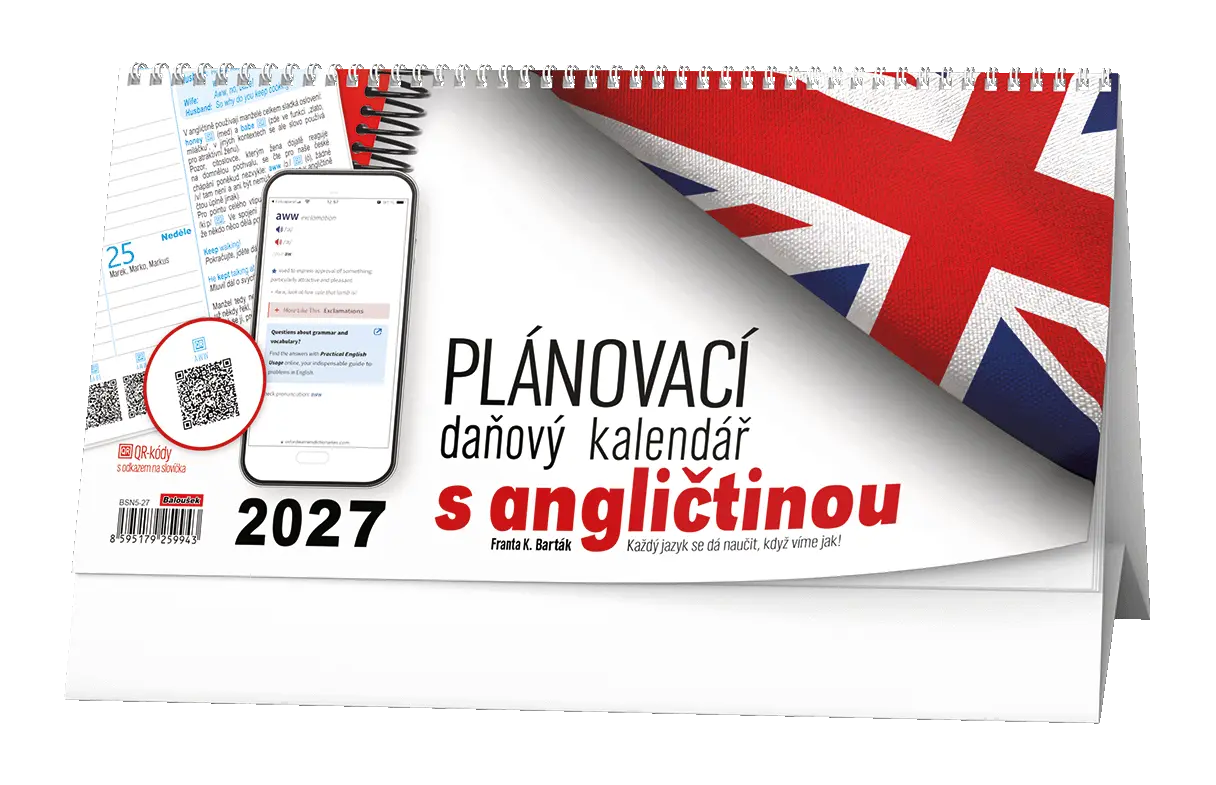 Stolní kalendář 2027 Stolní kalendář - Plánovací daňový kalendář s angličtinou