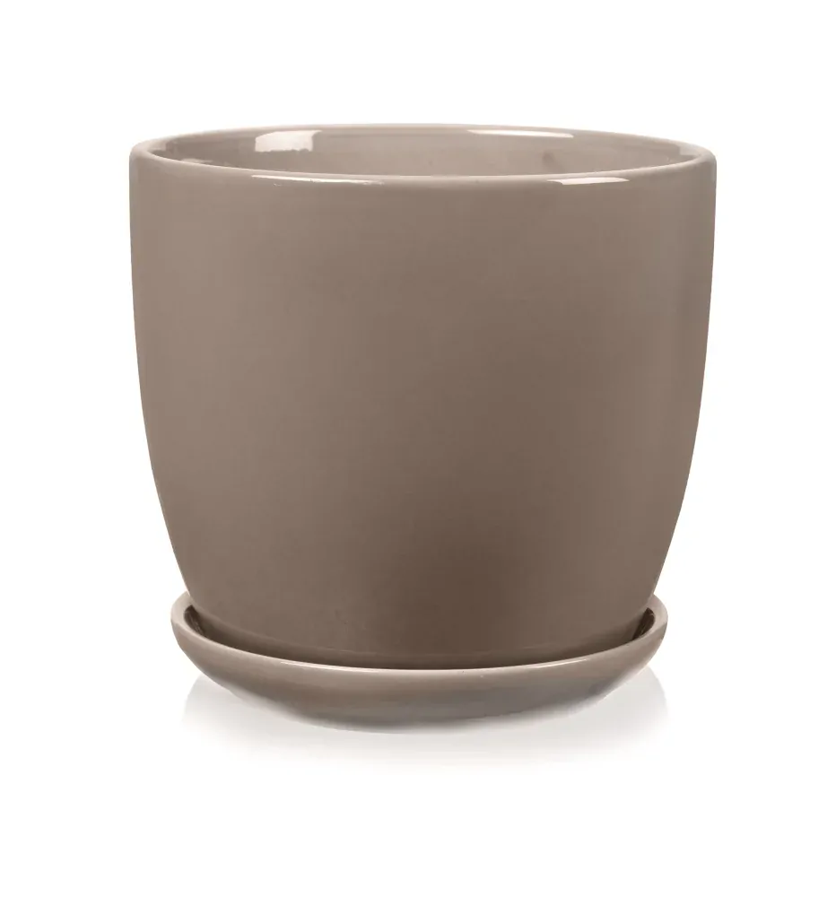 Květináč s miskou béžový 12cm