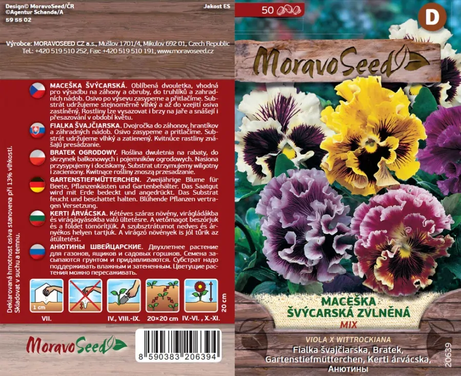 Maceška Švýcarska zvlněná směs - osivo