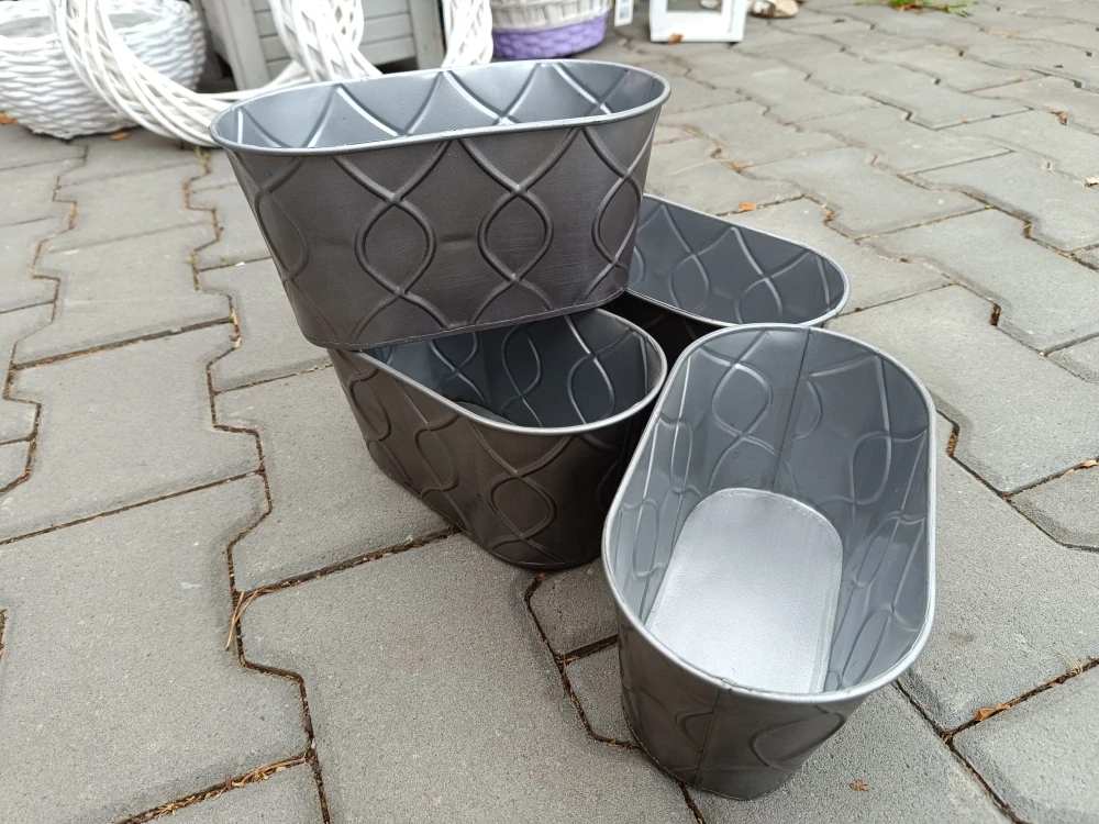 Obal na květináč plech ovál 22 cm šedý