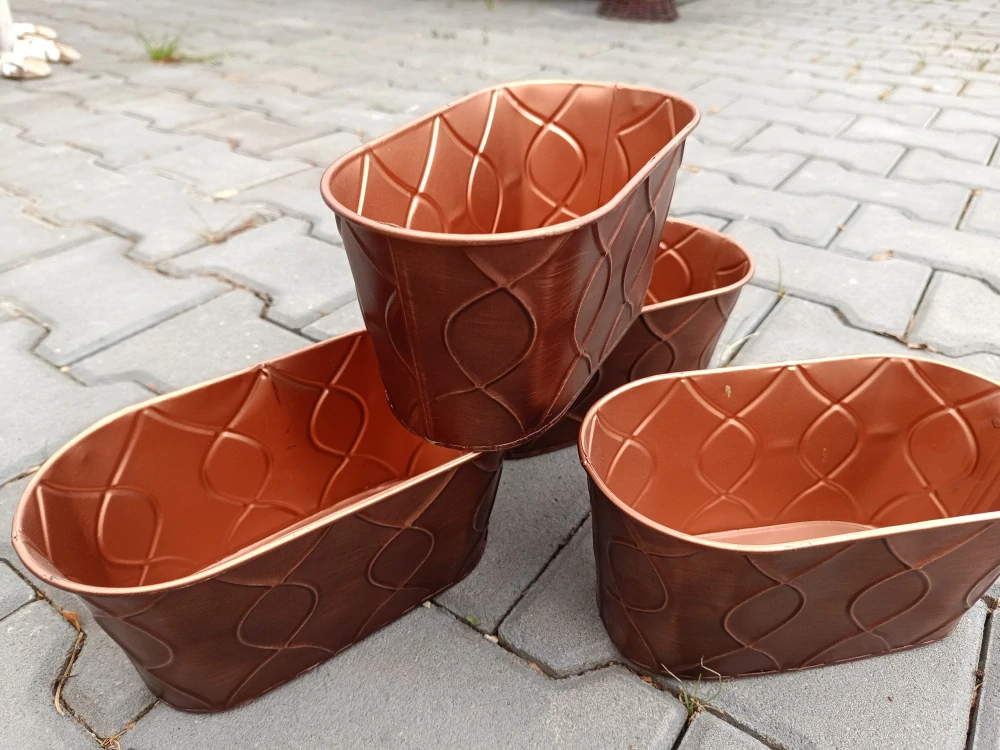 Obal na květináč plech ovál 22 cm meď