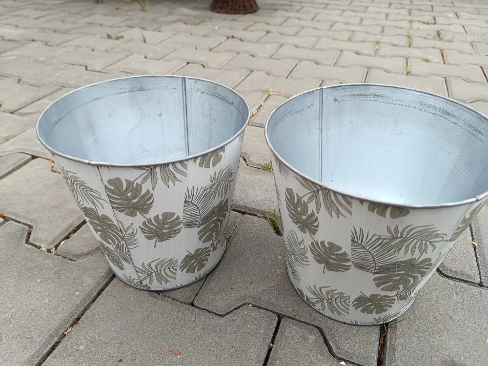 Obal na květináč plech 20cm kulatý list