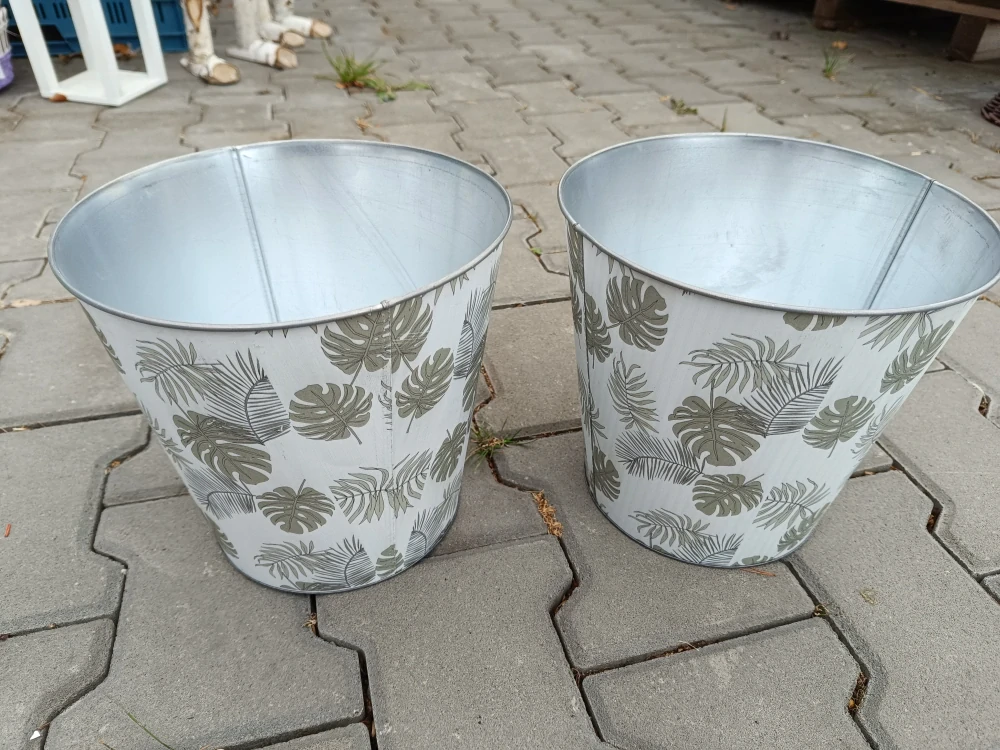 Obal na květináč plech 24cm kulatý list