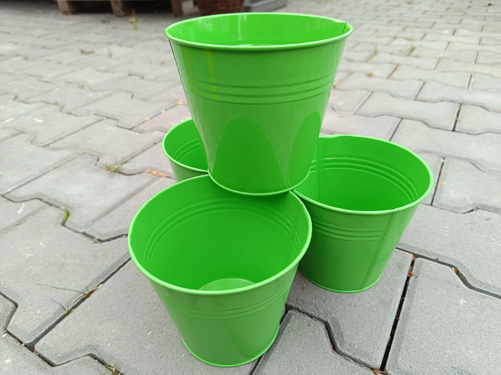 Obal na květináč plech zelený 14cm kulatý