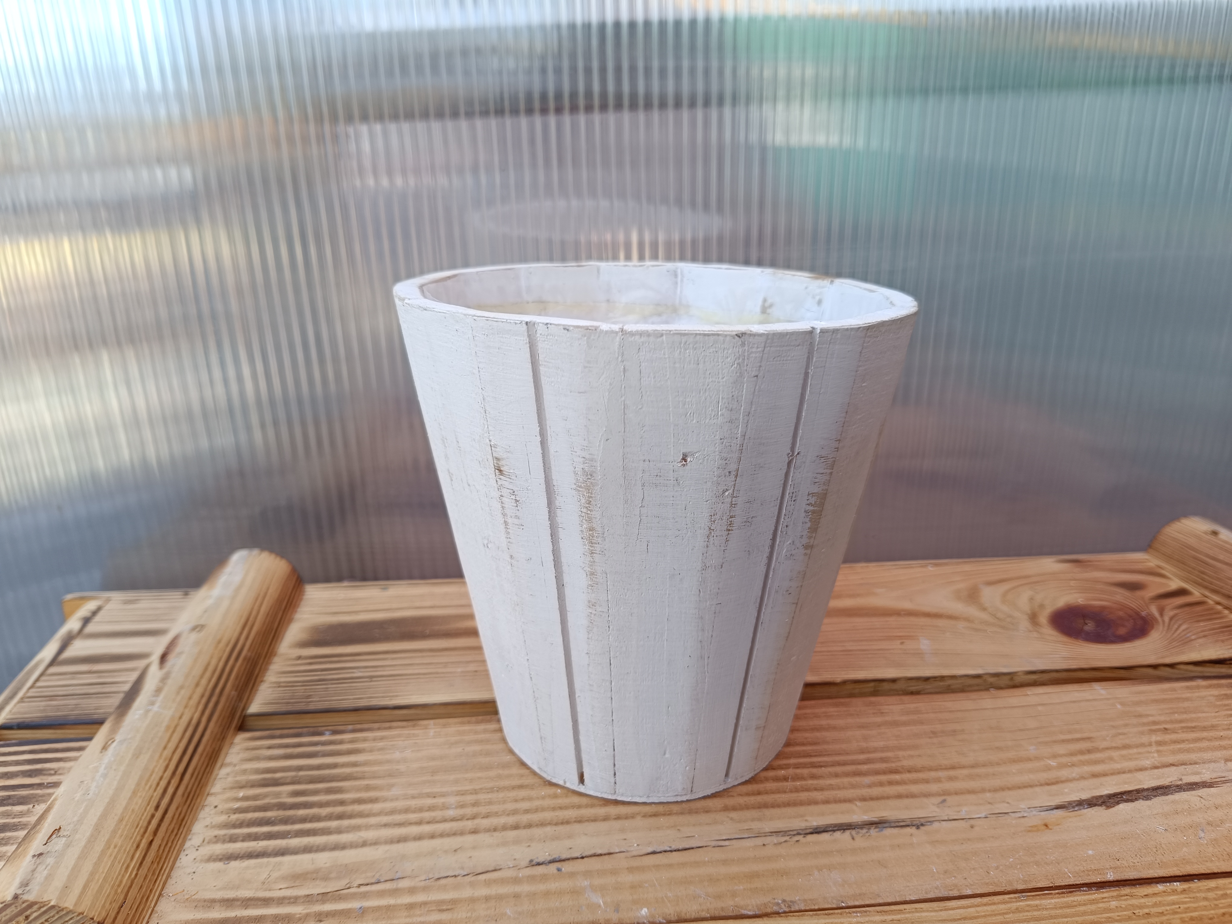 Dřevěná dekorační miska bílá 14cm