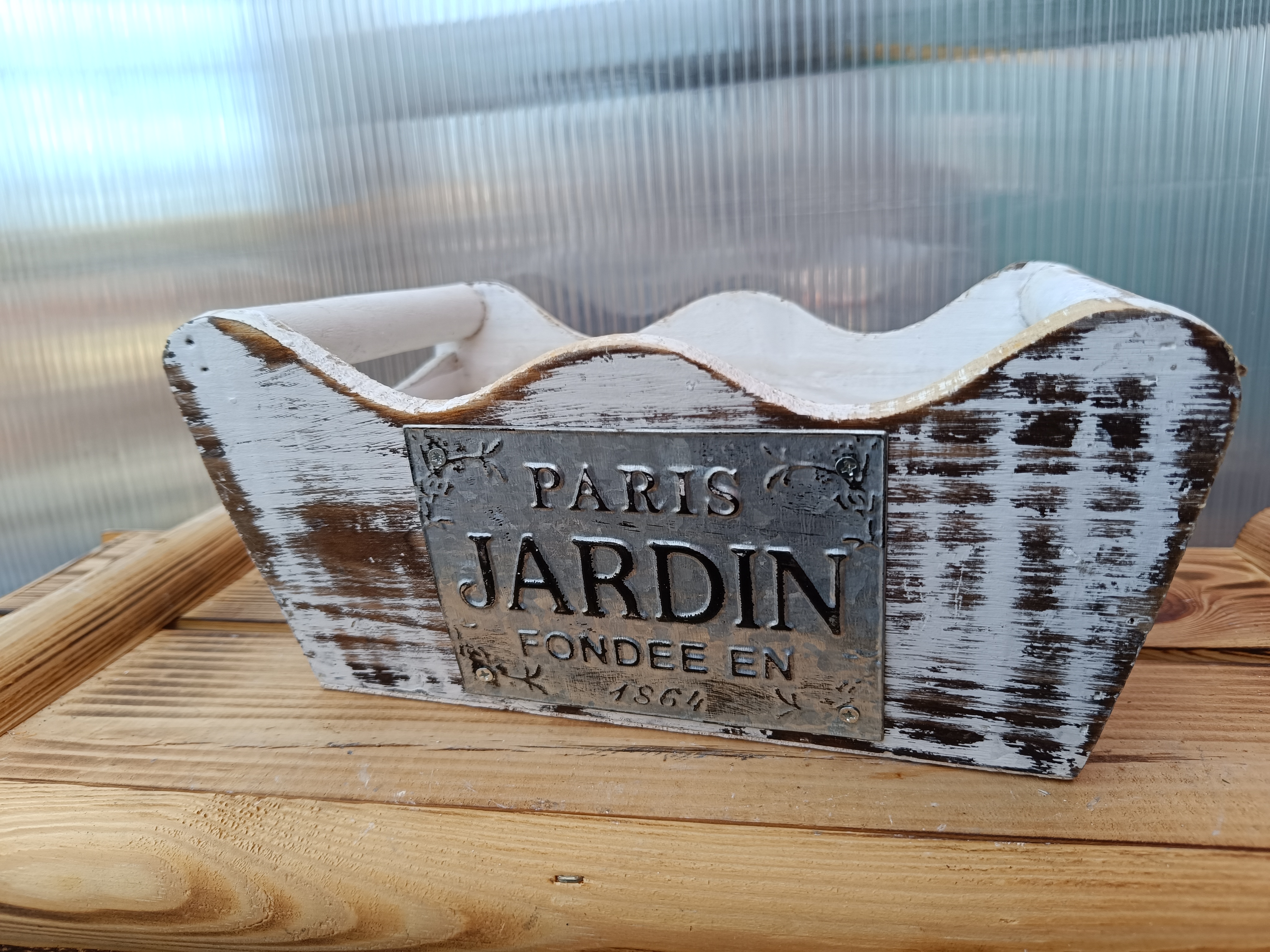 Dřevěný dekorační truhlík Jardin bílý 23x14cm