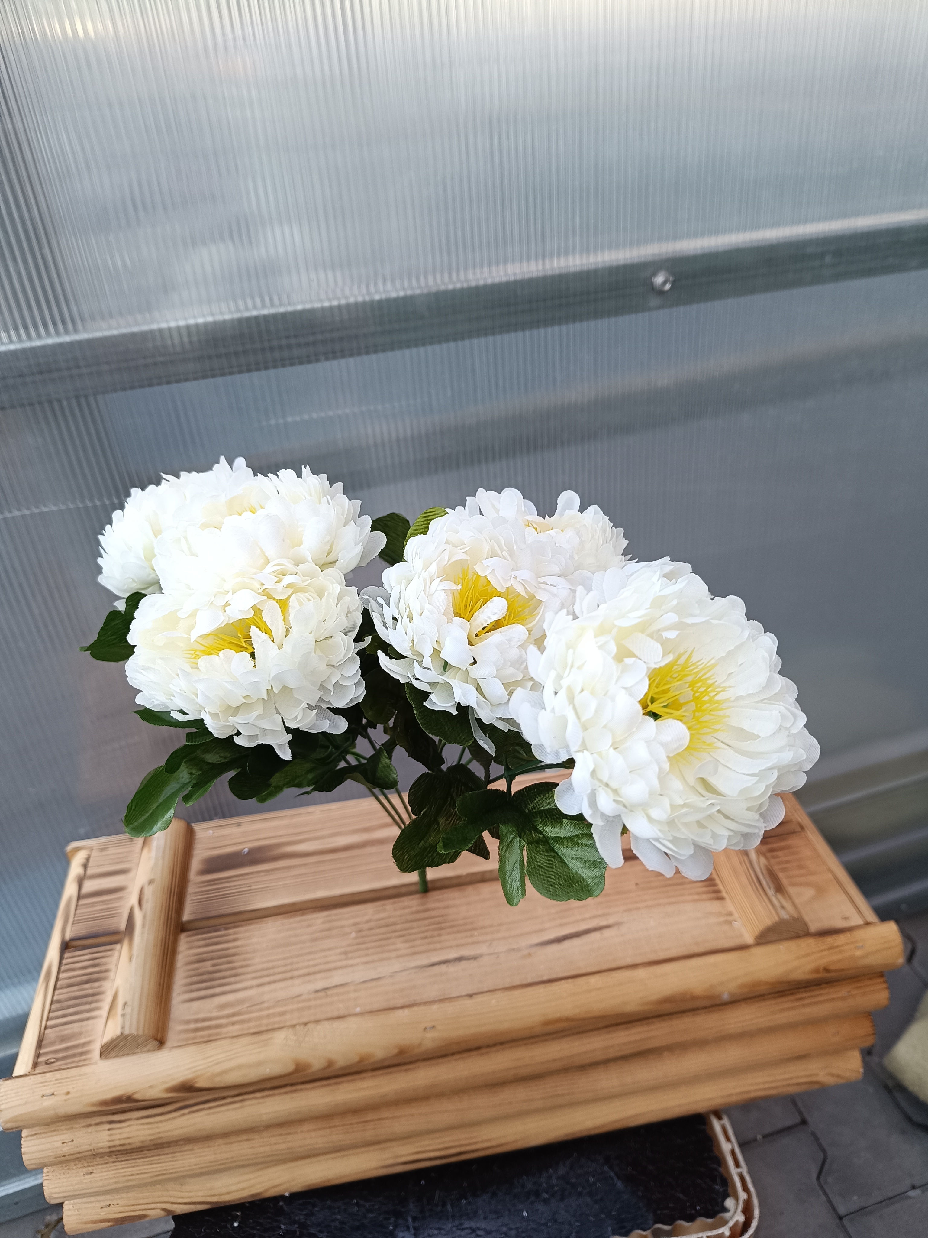 Kytice plastová - Chryzantéma bílá 50cm