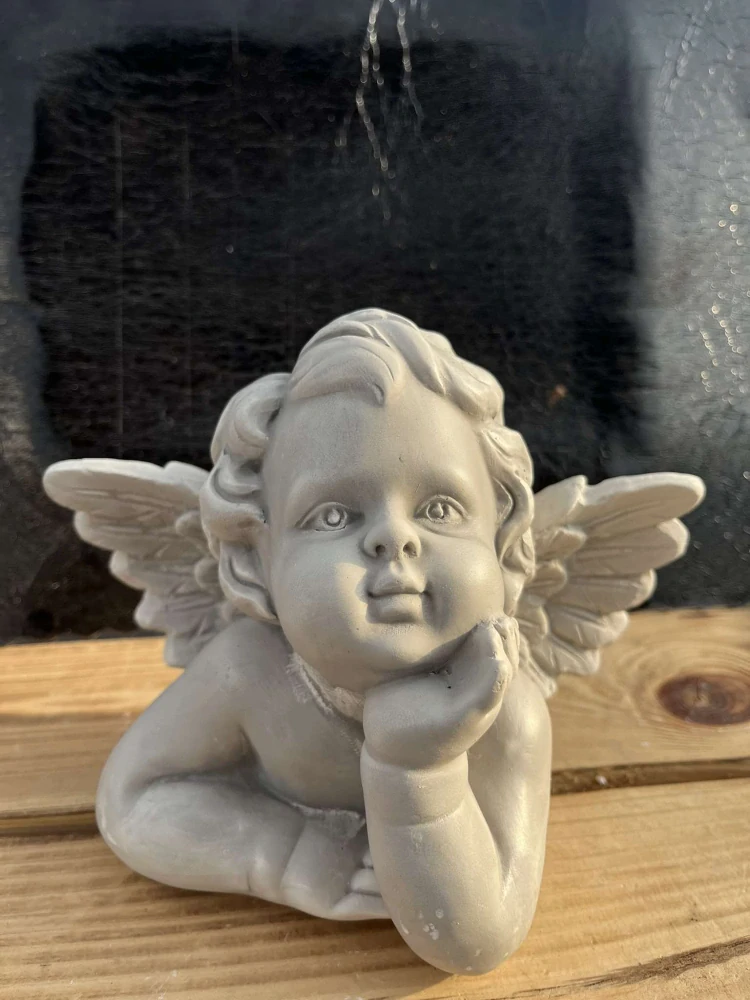 Andělíček - sádrová figurka v.15cm šedá
