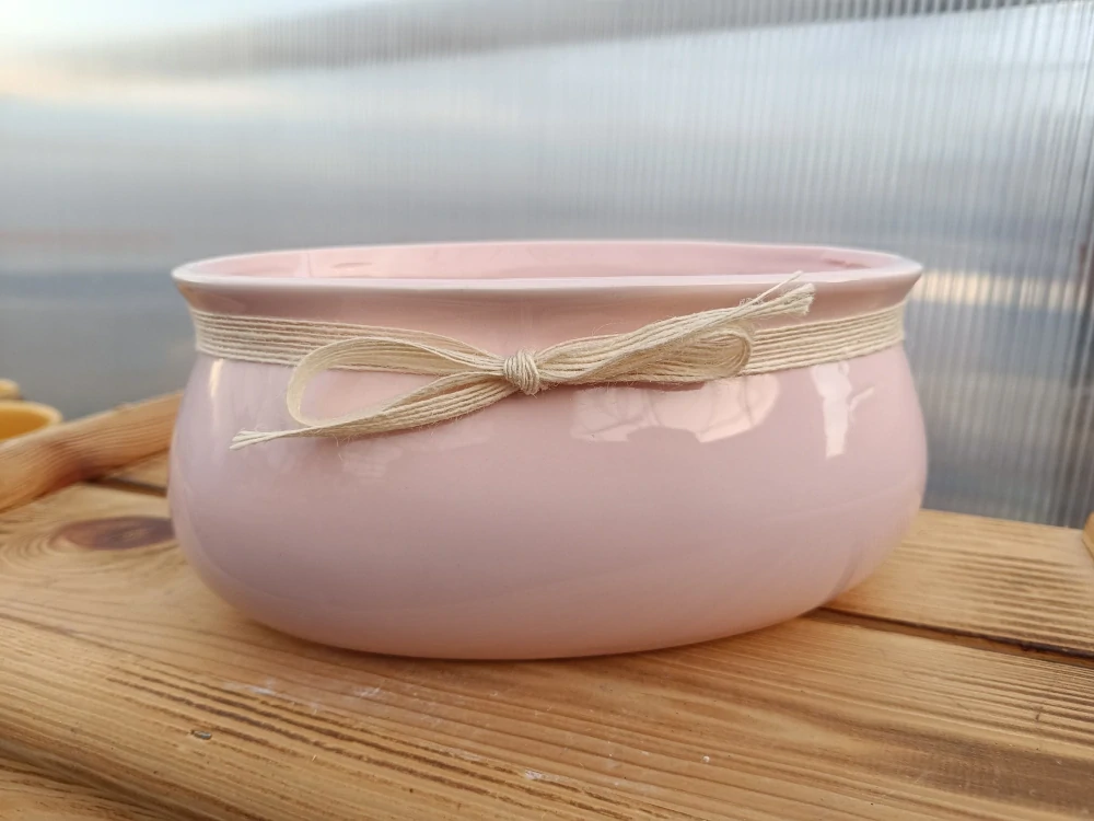 Květináč keramický - růžový- 23cm