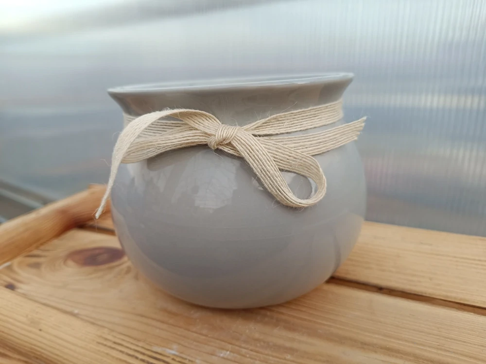 Květináč keramický - šedý- 17cm