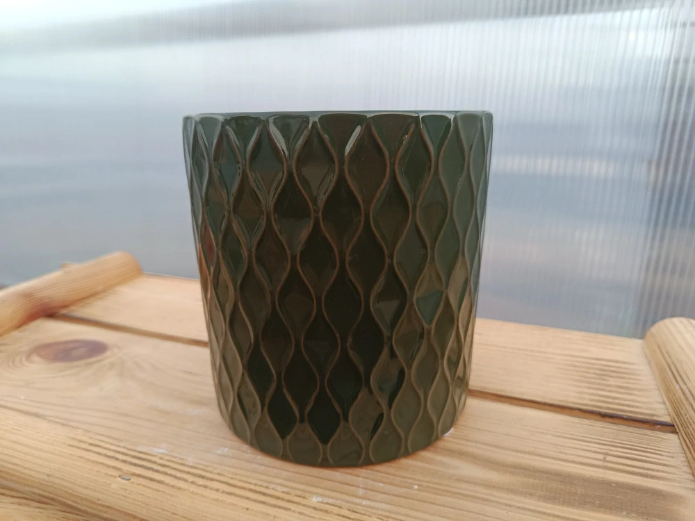 Květináč keramický - zelený 13cm