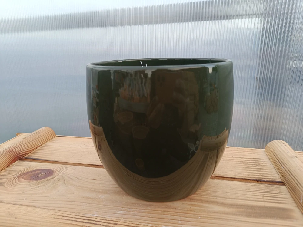Květináč keramický - zelený 17cm