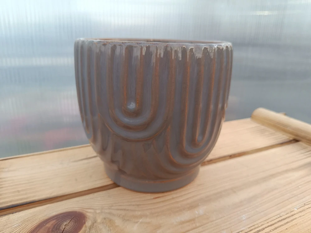 Květináč keramický - šedá 14cm