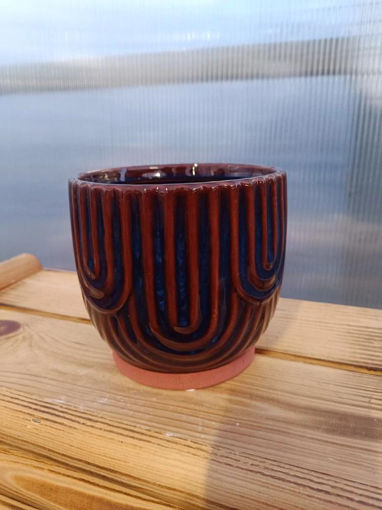 Květináč keramický - hnědý - 14cm