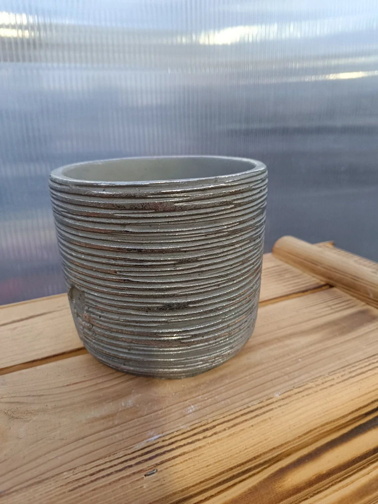 Květináč keramický - stříbrný - 14cm