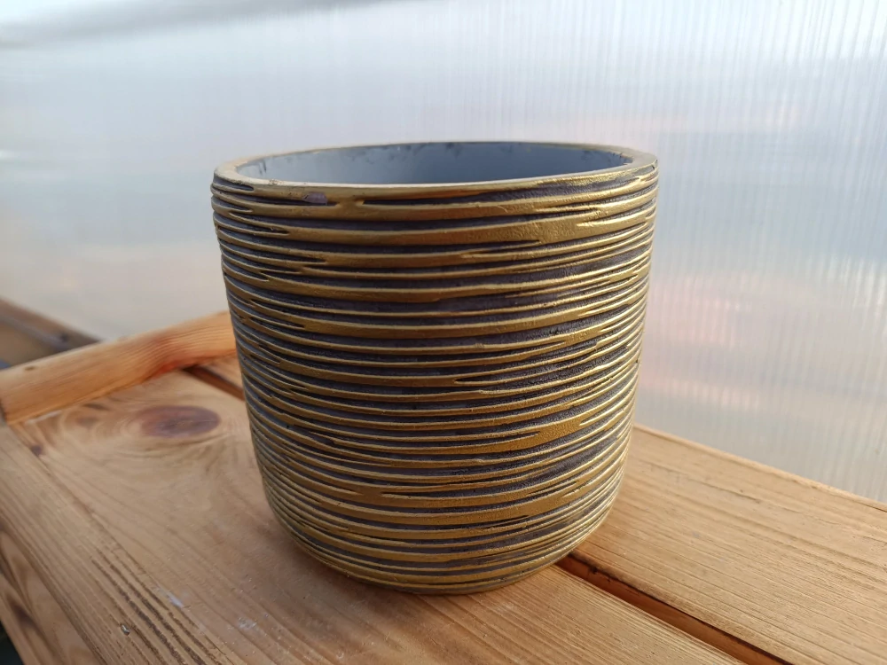 Květináč keramický - zlatý - 14cm