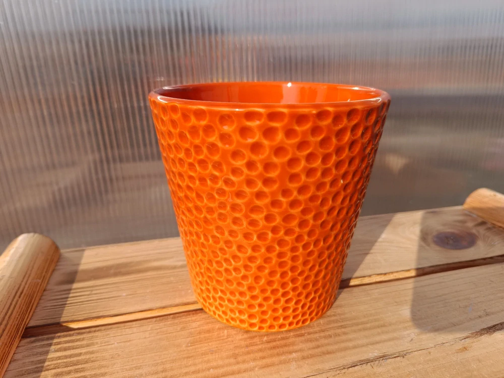 Květináč keramický - Barcelona oranžový - 14x13cm