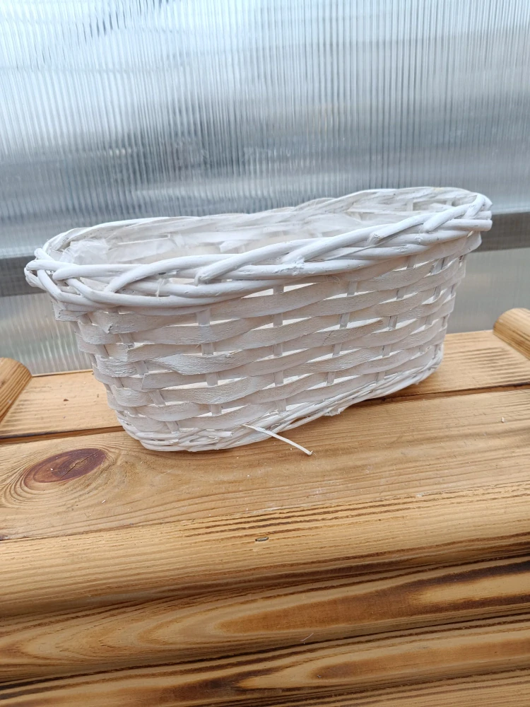 Proutěný květináč bílý 27x16x12cm