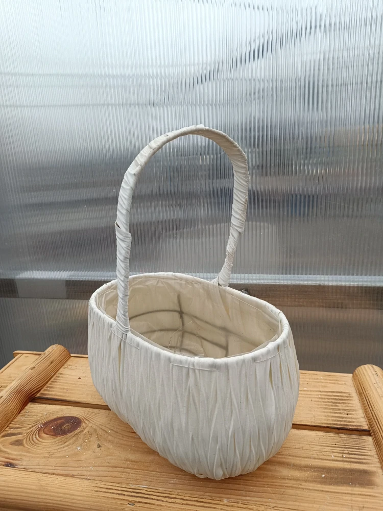Dekorační košík obalený látkou -bílá 24x14x29cm