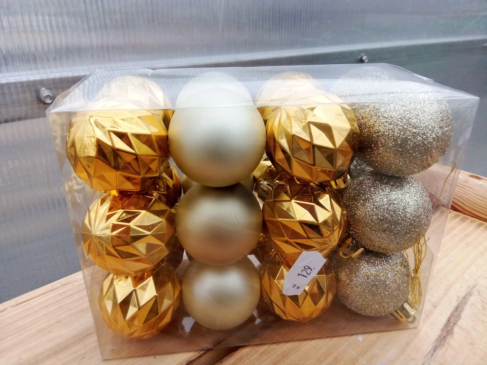 Vánoční dekorace - Koule mix Gold - 3,5cm - 24ks/bal