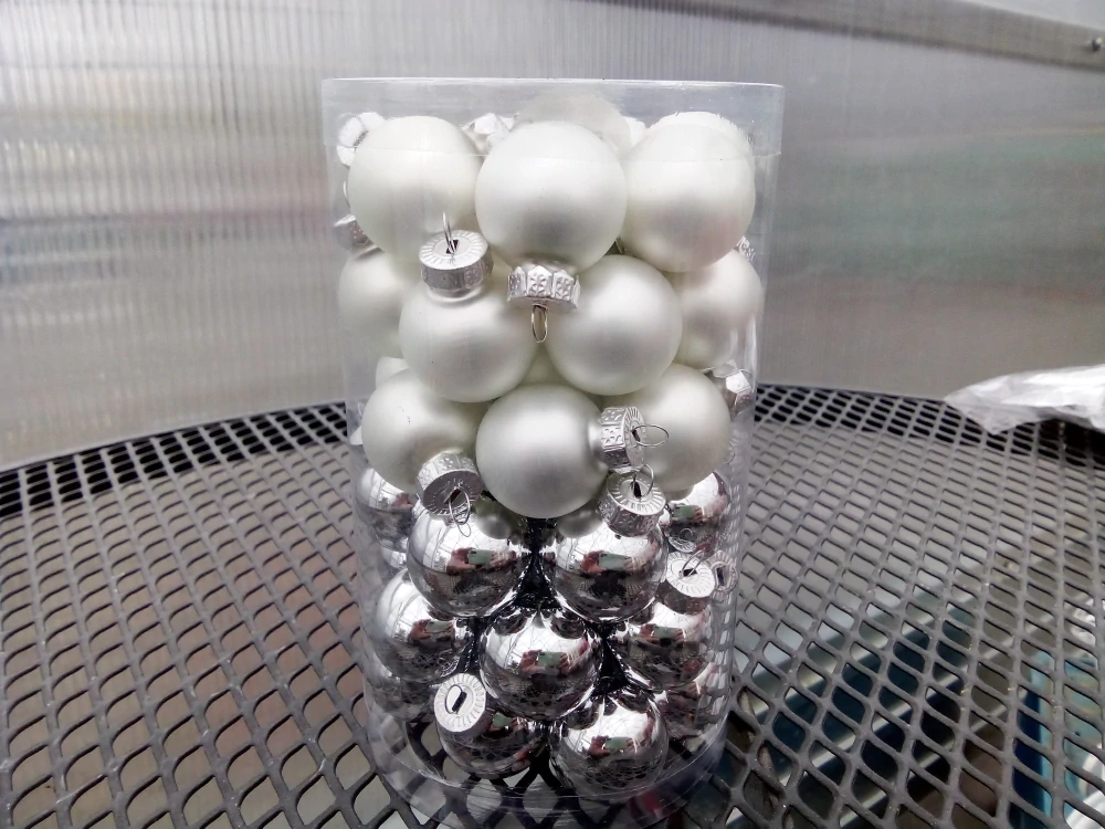 Vánoční dekorace - Koule mix Silver- 2,5cm cca48ks/bal