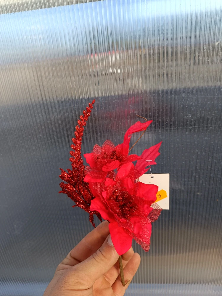 Dekorační růže - větvička - červená 25cm