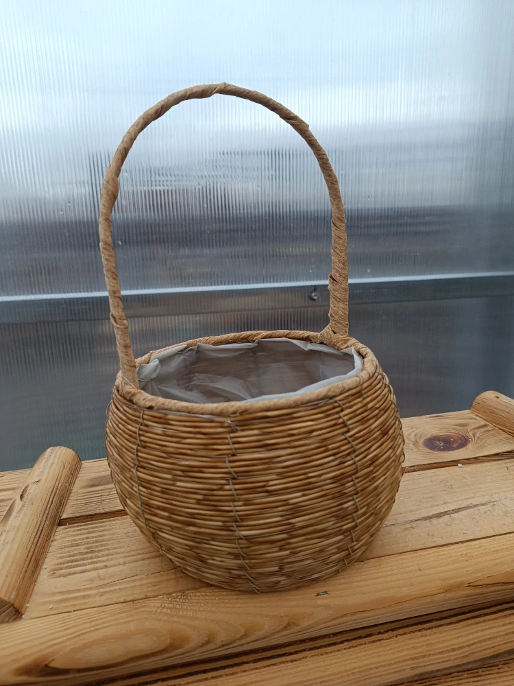 Dekorativní košík světlé hnědý kulatý 18x27cm