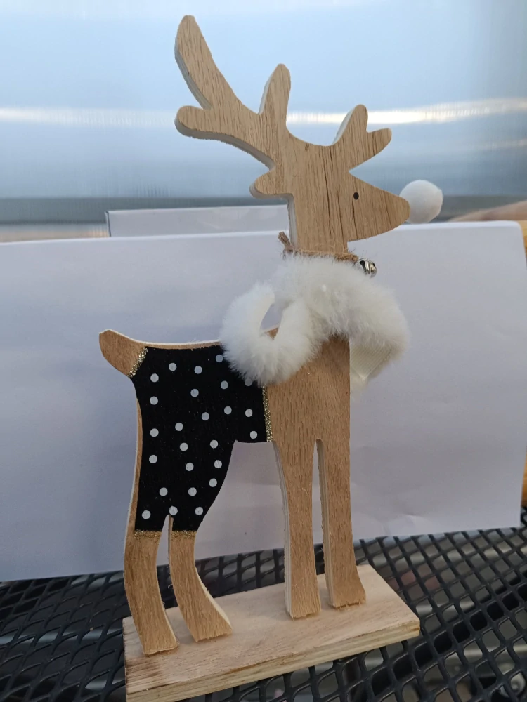 Vánoční dekorace - Sob dřevěný se šálou - 25cm