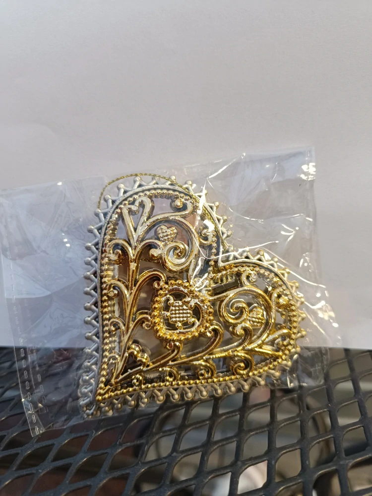 Vánoční dekorace - k zavěšení - Srdce zlaté - 9cm