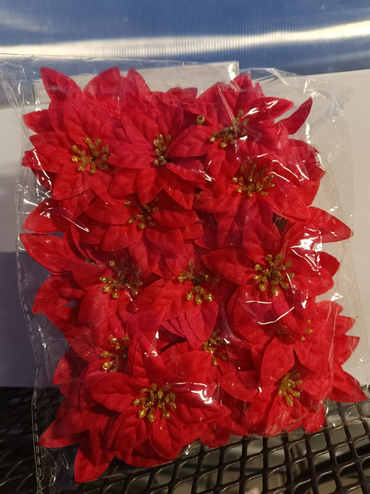 Vánoční dekorace - květ červený - 4cm