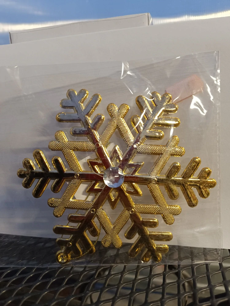 Vánoční dekorace - k zavěšení - Vločka zlatá s kamínkem - 17cm