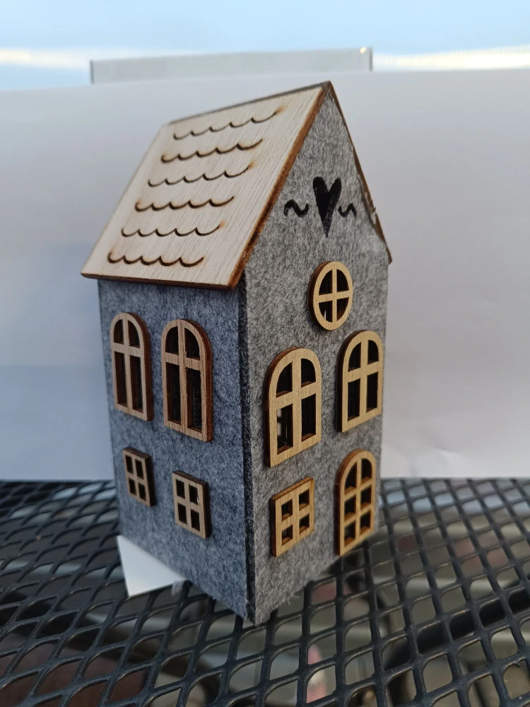 Vánoční dekorace - Domeček fleeclovy modré- 15cm
