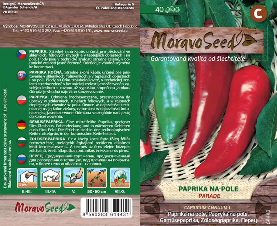 Paprika roční raná kapie Parade - osivo