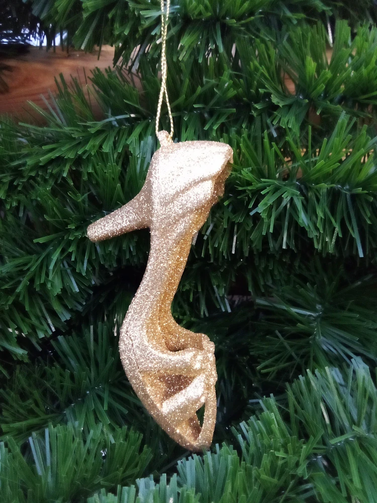 Vánoční dekorace střevíček pozlacený na zavěšení10cm