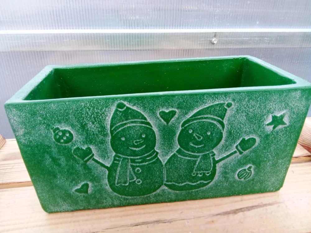 Keramický květináč s vánočním motivem zelený 22cm