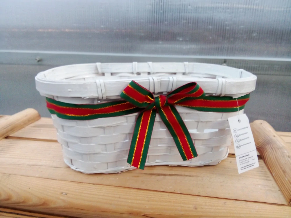 Ratanový košík bílý 25x11cm