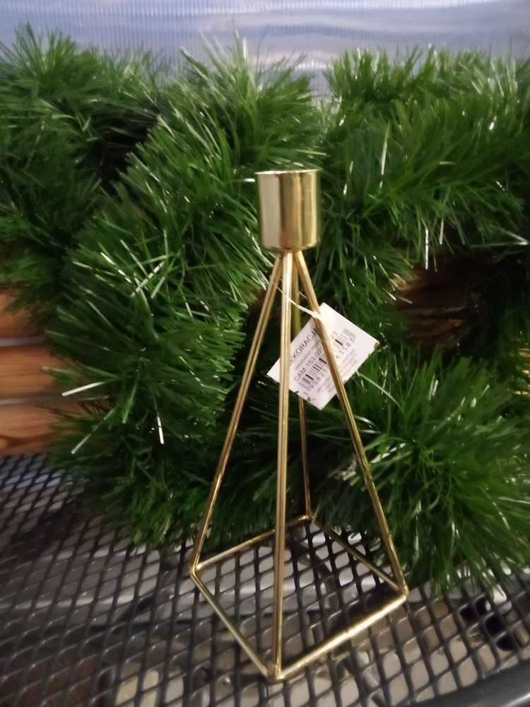 Svícen - kov zlatá barva - 20cm