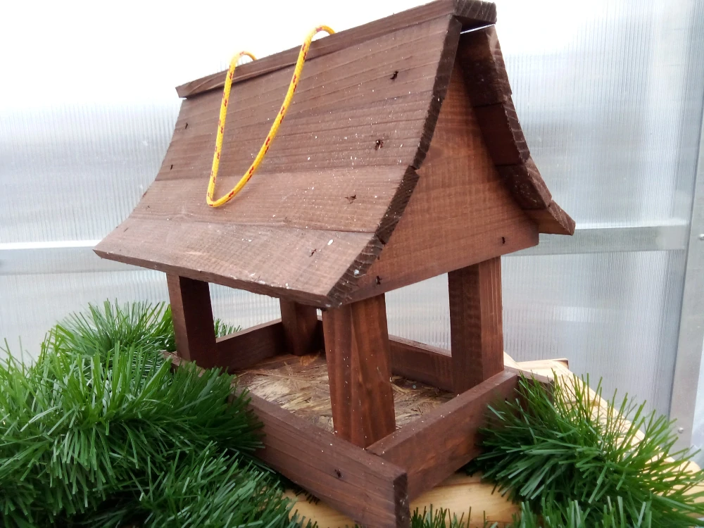 Dřevěná ptačí budka- krmítko 27x30x23cm