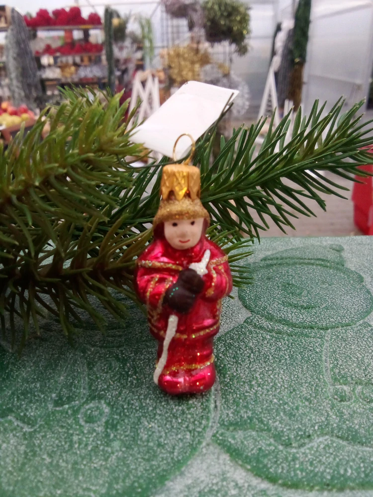 Vánoční baňka skleněná hasič 5cm
