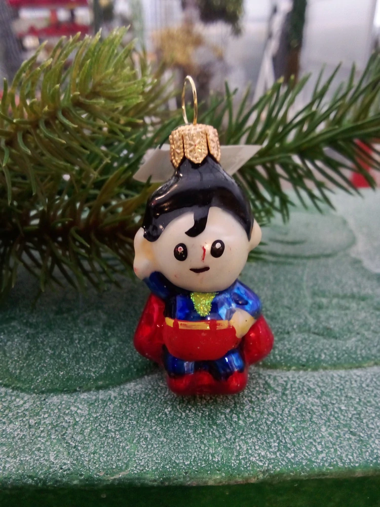 Vánoční baňka skleněná Superman červený 5cm