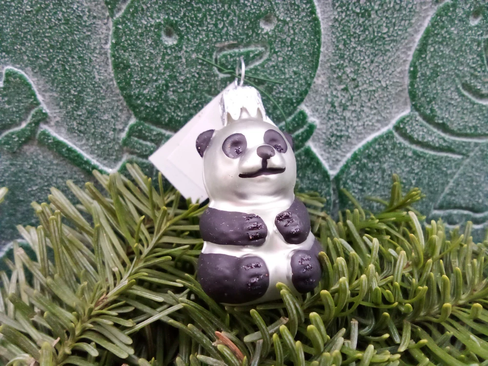 Vánoční baňka skleněná medvídek stříbrný 4.5cm