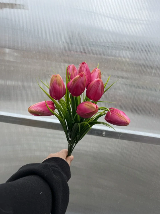 Uměla kytice - tulipány růžové 38cm