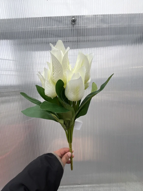 Uměla kytice tulipány bílé 40cm 4