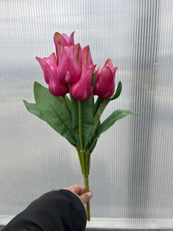 Uměla kytice tulipány růžové 40cm 5