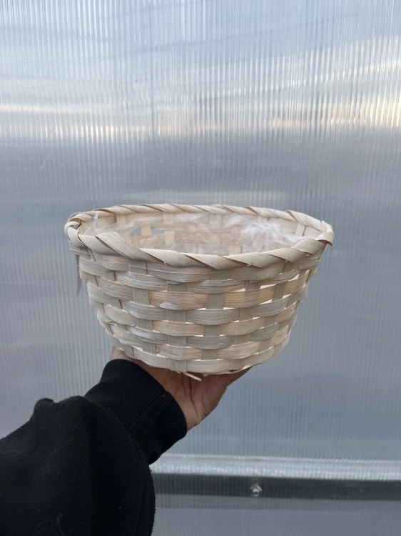 Dekorativní truhlík kulatý 22x11cm béžový
