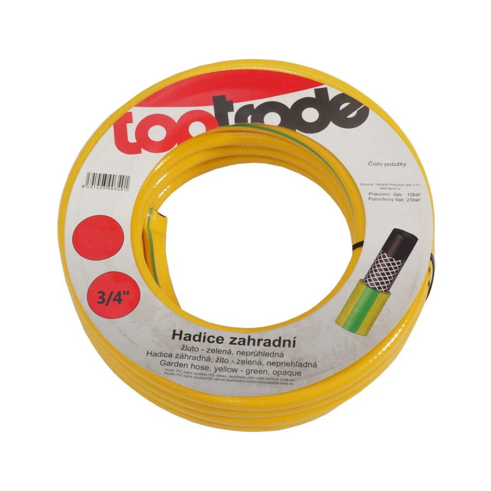 TOPTRADE hadice zahradní, žluto - zelená, neprůhledná, 3/4", 10 m
