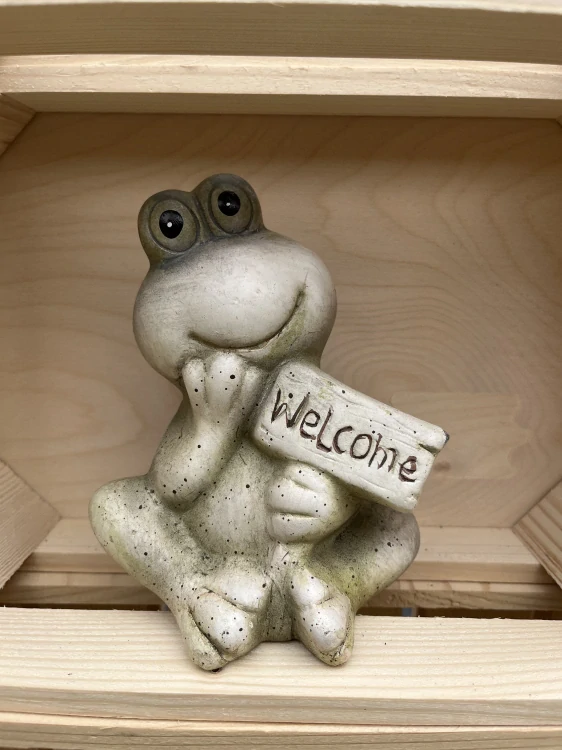 Keramický žabák s nápisem welcome 13cm